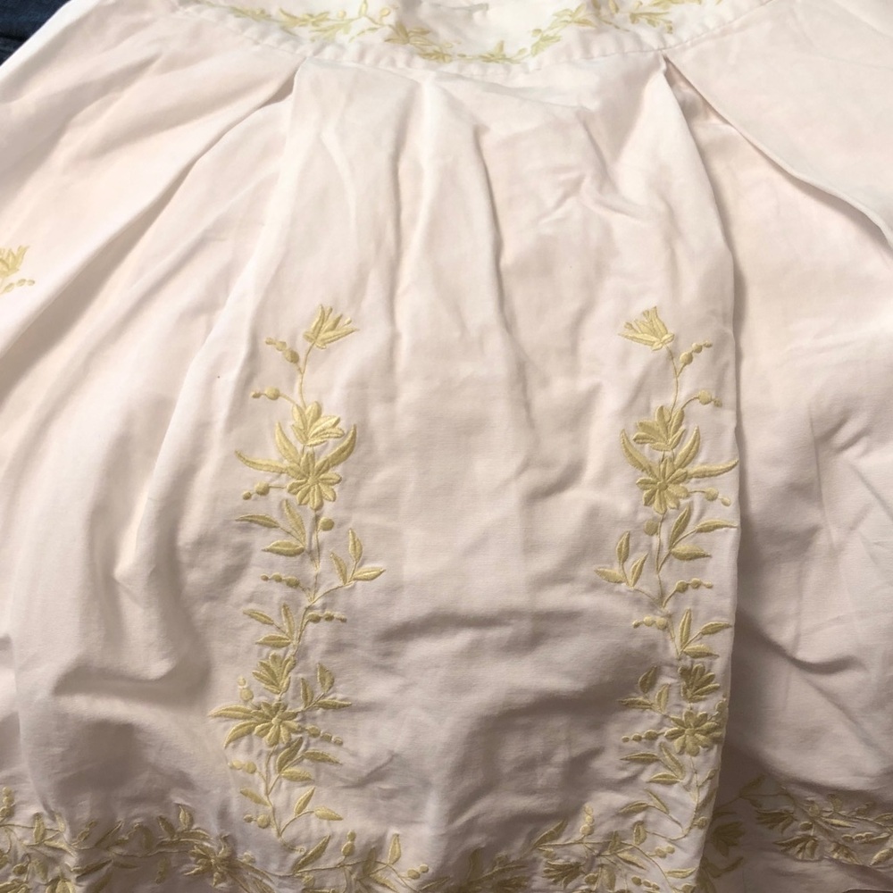 Embroidered White Skirt with Pale Yellow Floral Detail